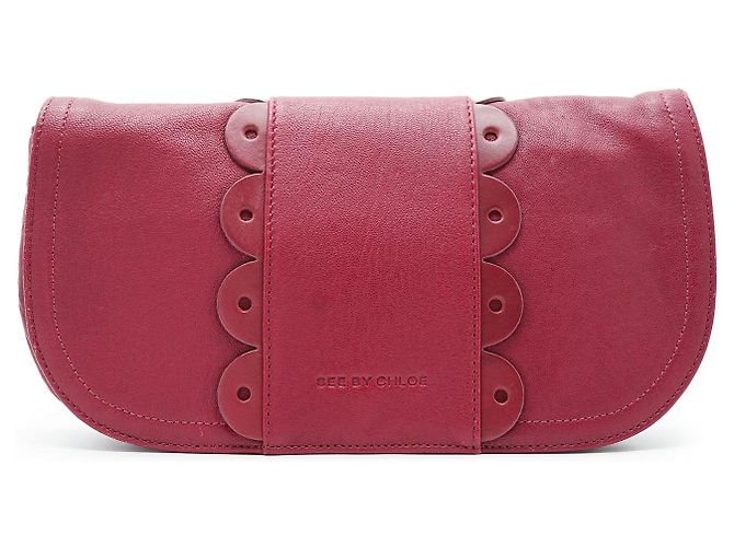 See by Chloé Bolsa com Detalhe Recortado em Forma de Concha Vermelho
