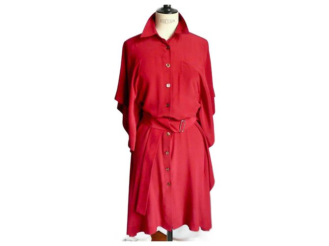 Hermès HERMES Rotes Seidenkleid T38 In Hervorragendem Zustand