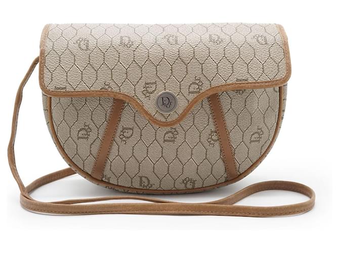 Dior Honeycomb Flap Crossbody Bag Brown Leather  ref.2542027