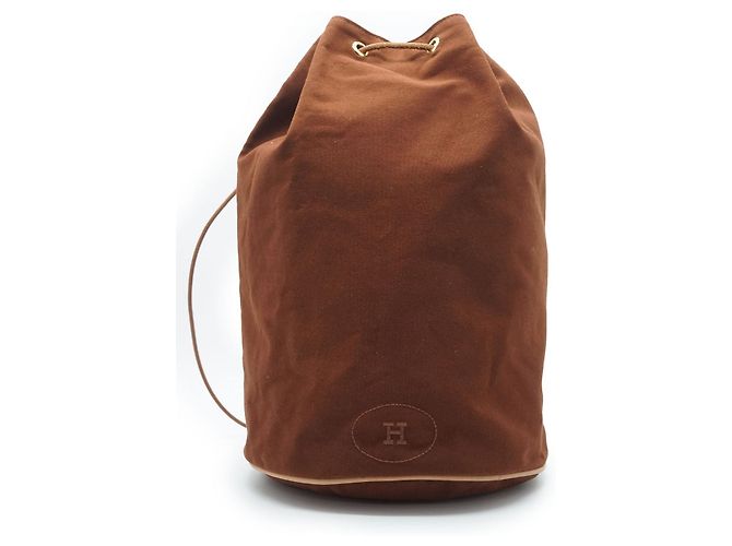 Sac à main Hermès Polochon Mimile GM Marron Coton
