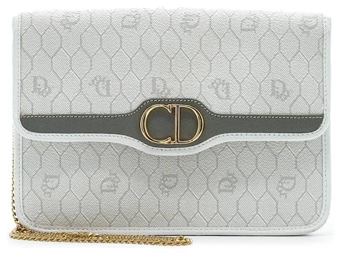 Dior Honeycomb Chain Shoulder Bag White Leather  ref.2542154