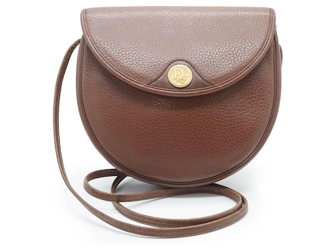 Dior Vintage Rounded Flap Crossbody Bag Brown Leather  ref.2542178