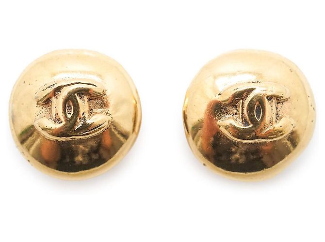 Chanel Orecchini rotondi a clip CC Logo GP D'oro