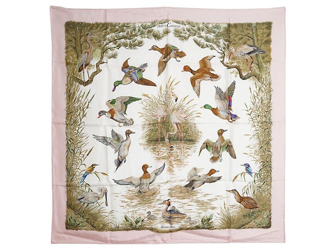 Hermès Halte en Camargue Lenço de Seda 90 Rosa