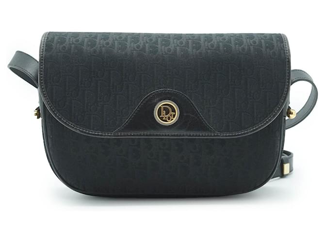 Dior Vintage Trotter Shoulder Bag Black Leather  ref.2542261