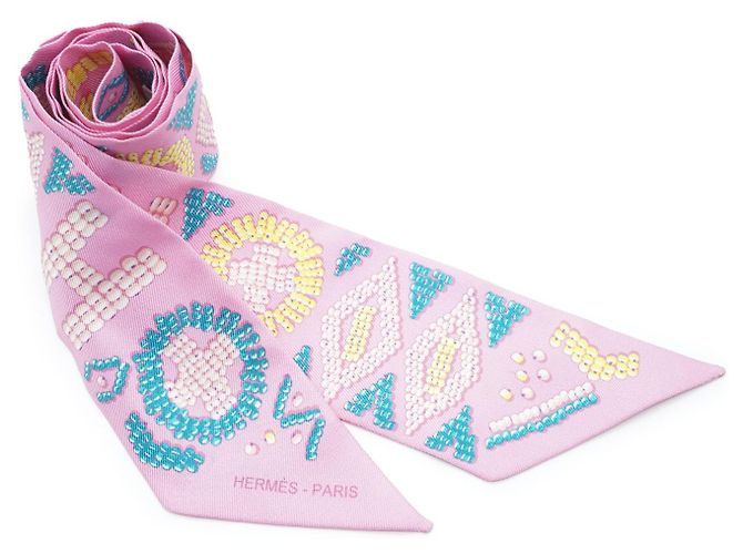 Hermès Kelly en Twilly de Seda Rosa Chicle