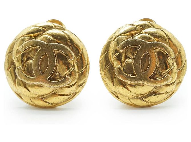 Chanel Orecchini a clip rotondi a spirale Coco Mark GP D'oro
