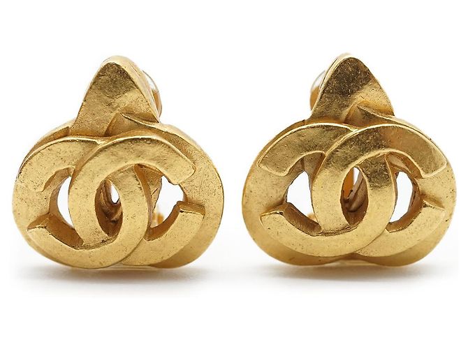Chanel Pendientes de clip en forma de corazón Coco Mark GP Dorado