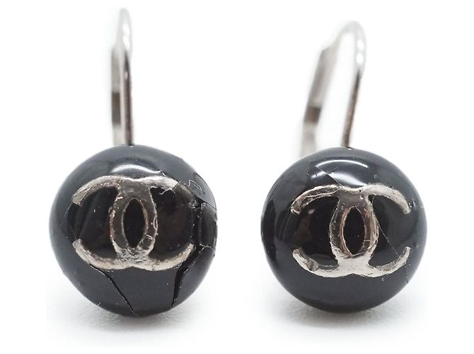 Chanel Orecchini Logo CC resina nera Nero