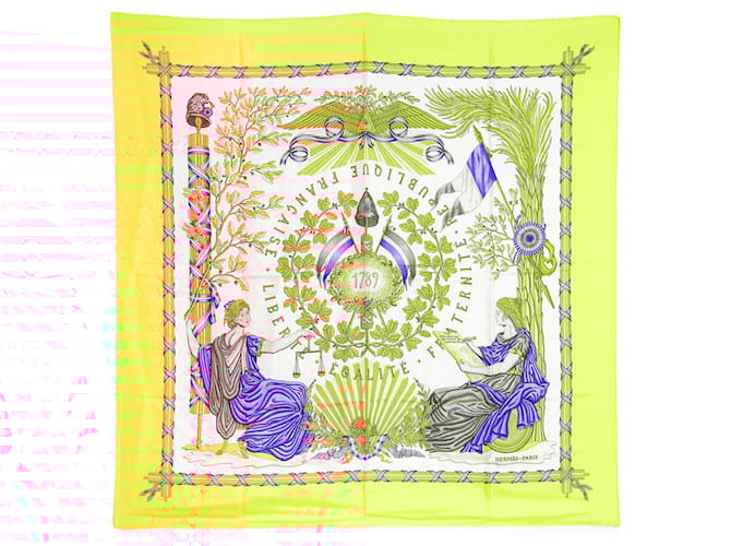 Hermès 1789 Liberty Equality Fraternity French Republic Silk Scarf 90 Yellow  ref.2542310