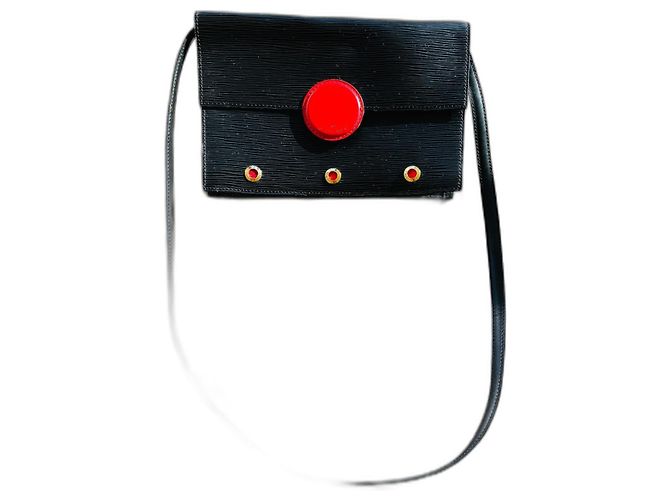 Clutch Louis Vuitton in pelle di struzzo nera Nero