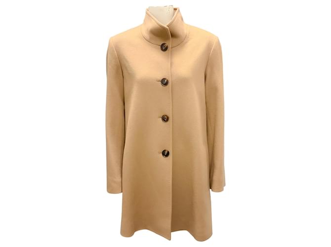 Autre Marque Fleurette Camel Button Front Wool Coat  ref.2542546
