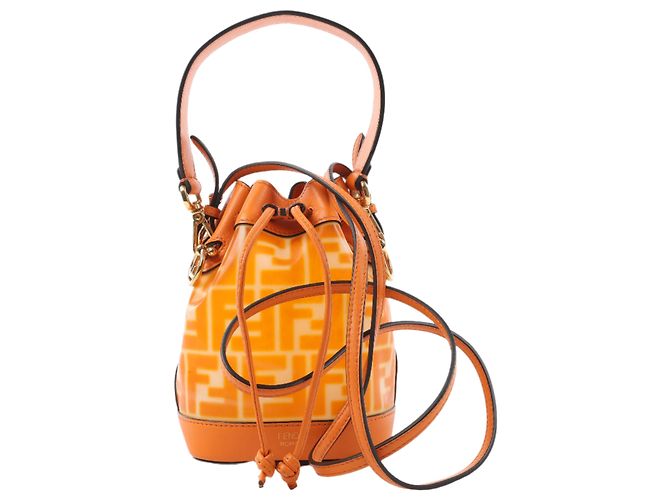 FENDI Mon Tresor Mini Bolsa de Ombro 2 em PVC e Couro Laranja 8BS010