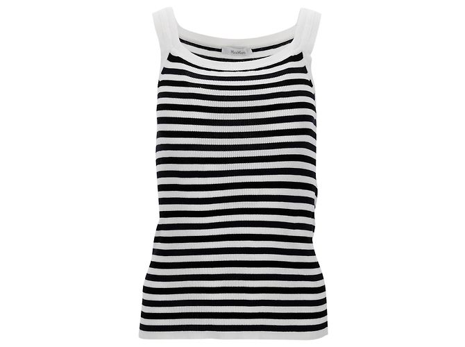 Top de Tirantes Rayado Max Mara en Algodón Negro y Blanco Impresión de pitón