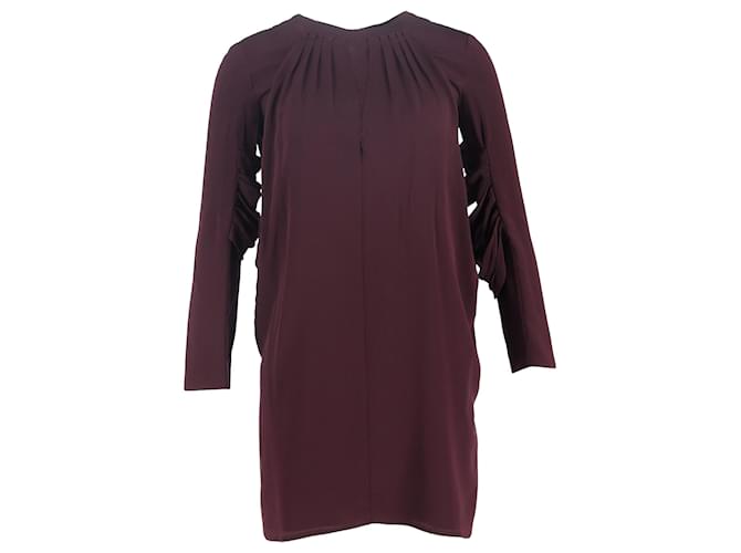 Miu Miu Pleated Mini Dress in Burgundy Silk Red Dark red ref.2543149 - Joli  Closet