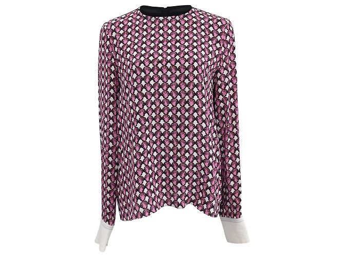 Blusa a maniche lunghe in seta multicolore con stampa Marni