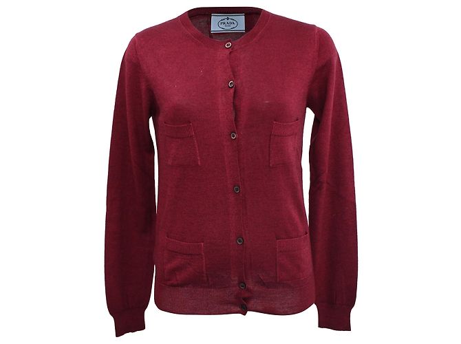 Prada Knopf-Cardigan aus roter Kaschmirwolle Bordeaux
