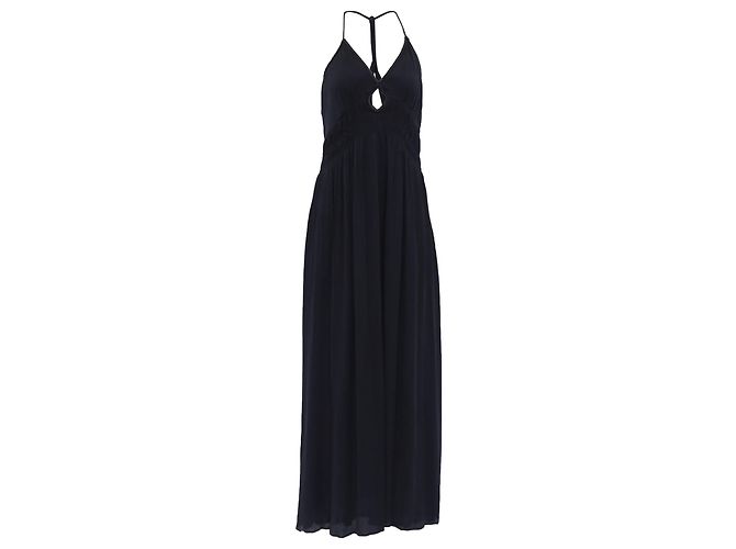 Ba&Sh Cha Cutout Maxikleid aus schwarzem Cupro