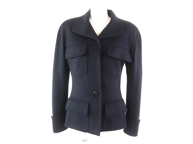 Chanel COCO Mark Cashmere Jacket Blue Navy blue