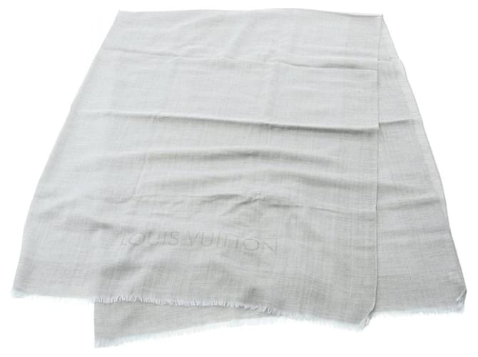 Louis Vuitton Monogram Cashmere Stole Brown Grey Leather  ref.2543383
