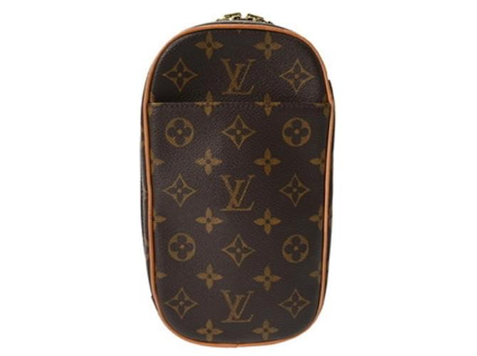 Louis Vuitton Monogram Canvas Pochette Ganju Body Bag Brown Patent leather Cloth  ref.2543654