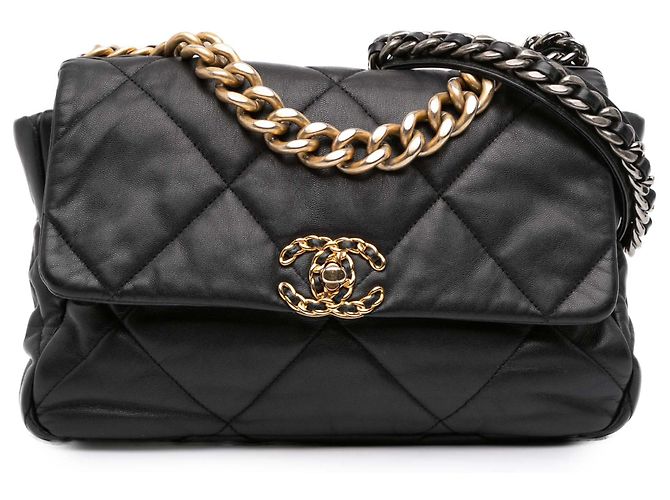 Chanel Schwarz Große Lammleder 19 Klappe