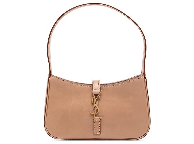 Saint Laurent Hobo Le 5 a 7 em couro de bezerro liso marrom Castanho claro