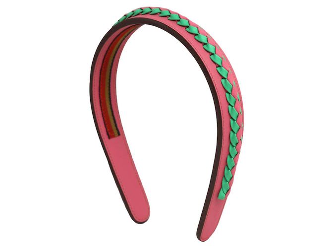 Faixa de cabelo Glenda em couro Swift da Hermès Rosa 