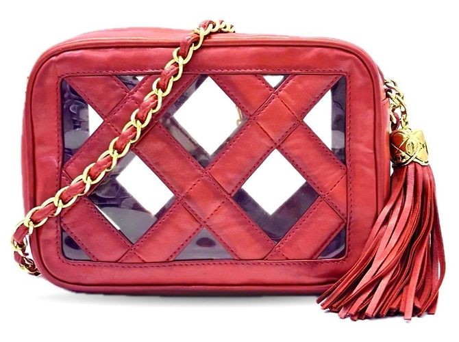 Bolso de cadena de piel de cordero rojo Chanel Roja