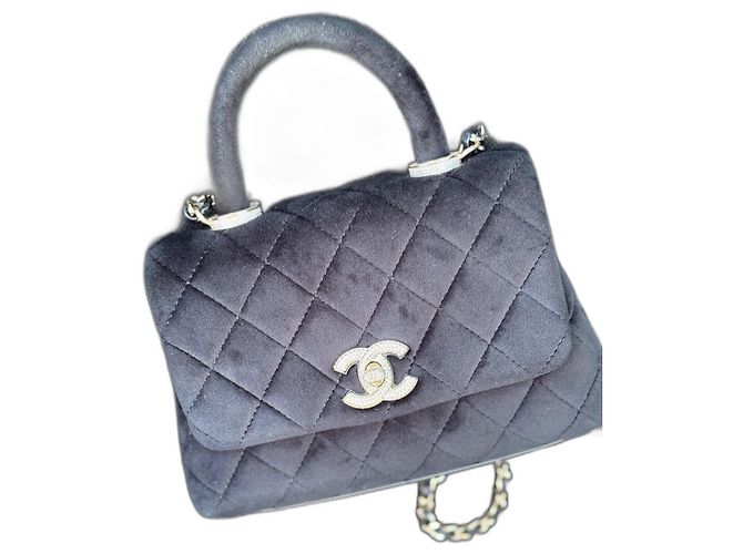 Coco Handle Chanel Coco Mini Velvet Handbag Black