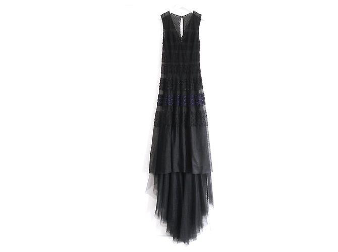 Vestido de Tul Beadado Dior Pre-Otoño 2018 Negro