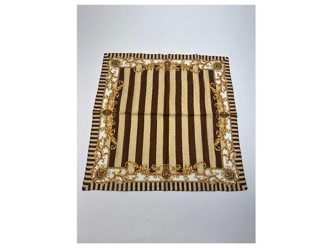 Sciarpa Striata Vintage Fendi Marrone Oro D'oro