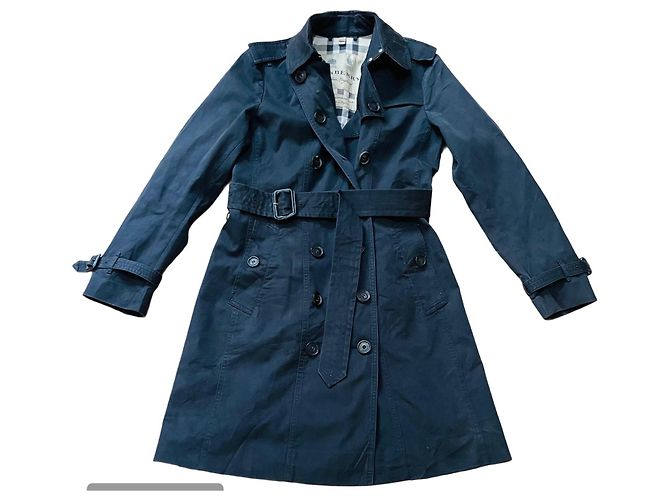Abrigo Trench Burberry Negro de Algodón