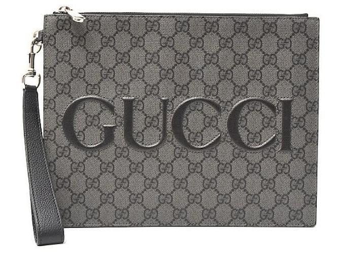Gucci GG Supreme Clutch Bag Grey Cloth  ref.2544663