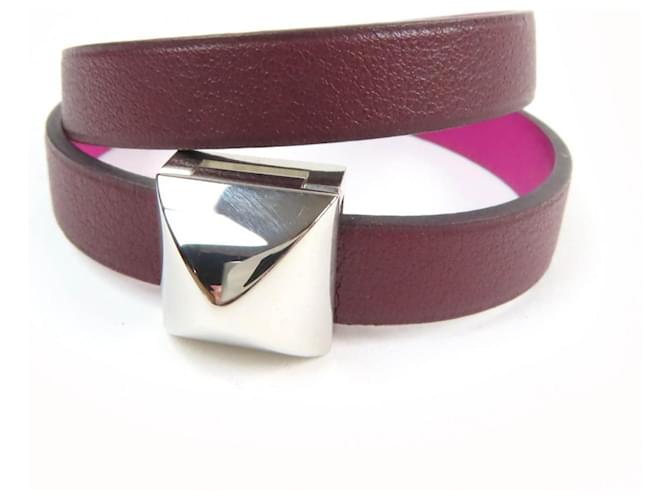 Hermès Hermes Medor Infinie Double Tour Bracelet Leather Size 17 Purple 