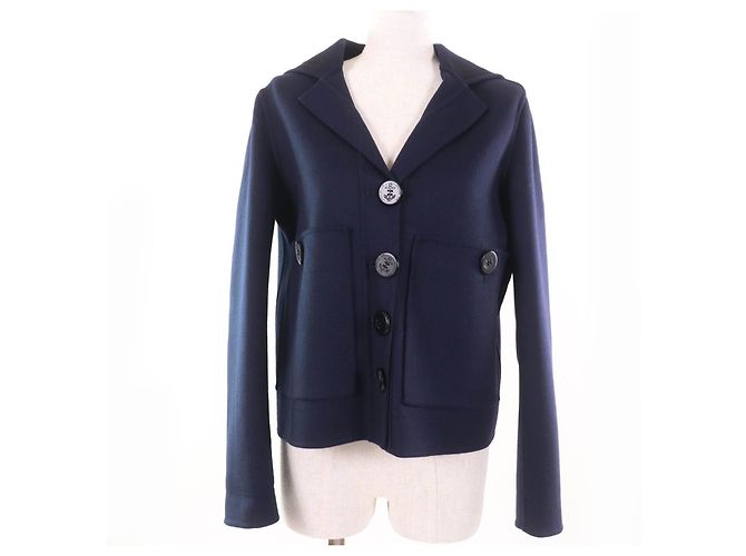 Christian Dior 2R0C48X1116 Wool Jacket Blue Navy blue