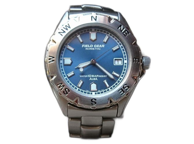 Relógio híbrido automático/quartz Seiko Alba Field Gear ref. YT57-0B20 Prata Azul