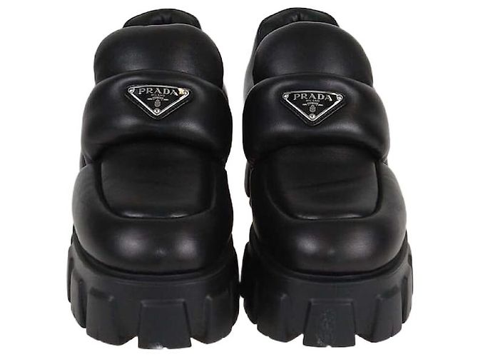 Prada Black Leather Soft Padded Platform Oxford Loafers