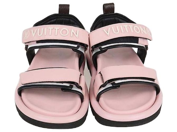 Sandali flat slingback in pelle rosa Louis Vuitton con cuscino da piscina comfort