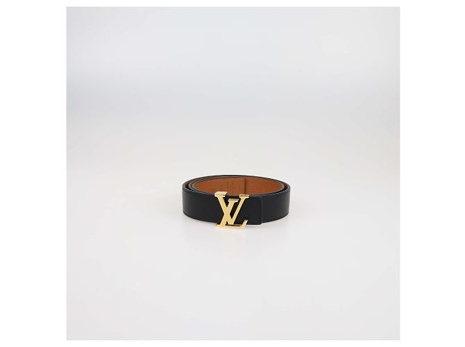 Cinturón reversible de cuero negro/marrón LV Initiales de Louis Vuitton Castaño