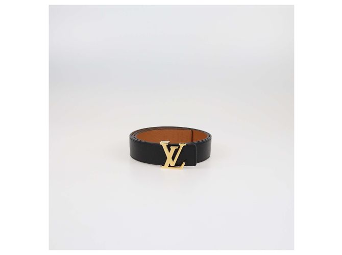 Cinturón reversible de cuero negro/marrón LV Initiales de Louis Vuitton Castaño
