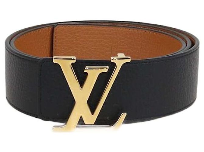 Louis Vuitton Black/Brown Leather LV Initiales Reversible Belt