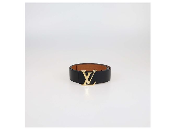 Louis Vuitton Black/Brown Leather LV Initiales Reversible Belt