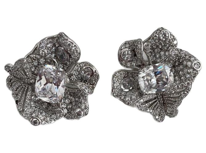 Autre Marque Orecchini floreali Anabela Chan Diamanti Oro Bianco