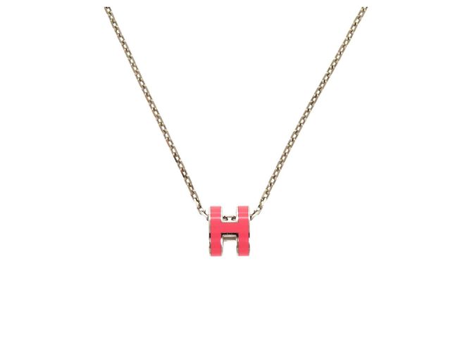 Colar Hermès Pop H Mini Rosa Tropic Prata