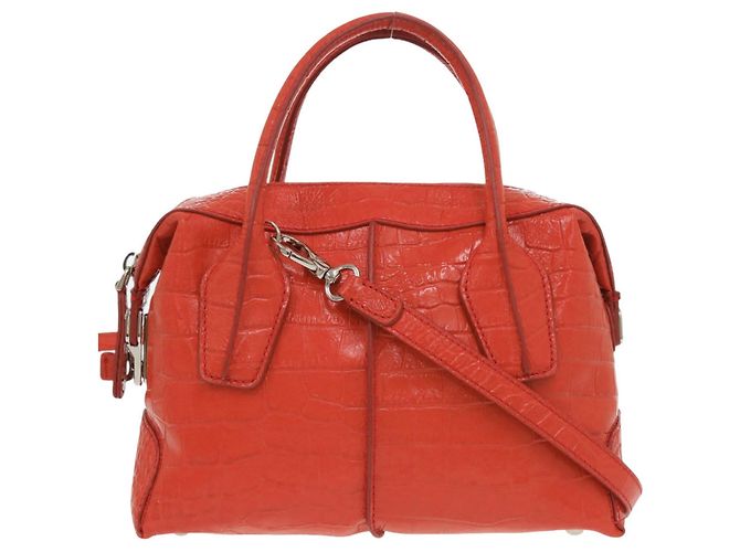 Bolso de cuero rojo con estampado de cocodrilo de Tod's Roja