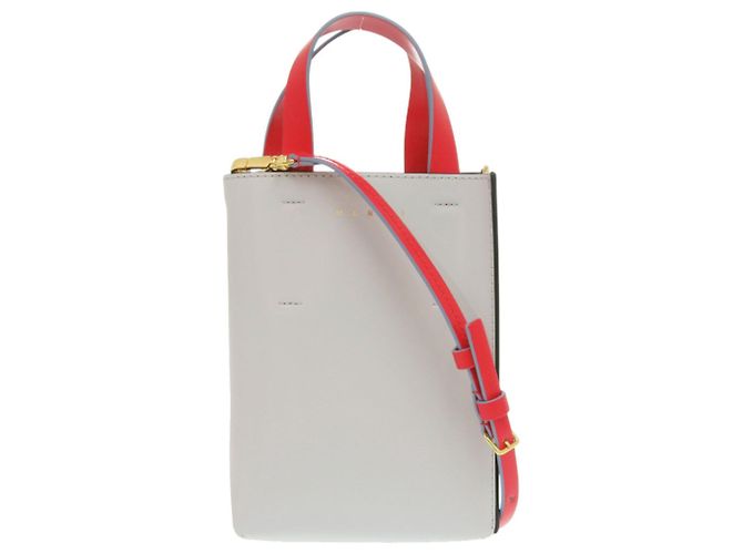 Bolsa de couro Museo 2 em 1 Marni Marrom Preto Vermelho