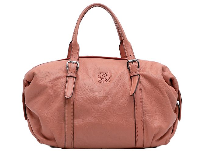 Bolsa Boston em couro laranja com relevo Anagram LOEWE Pescaria
