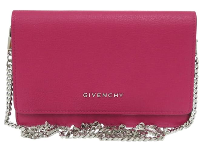 Balenciaga Pandora Chain Wallet Pink Red Leather  ref.2545962