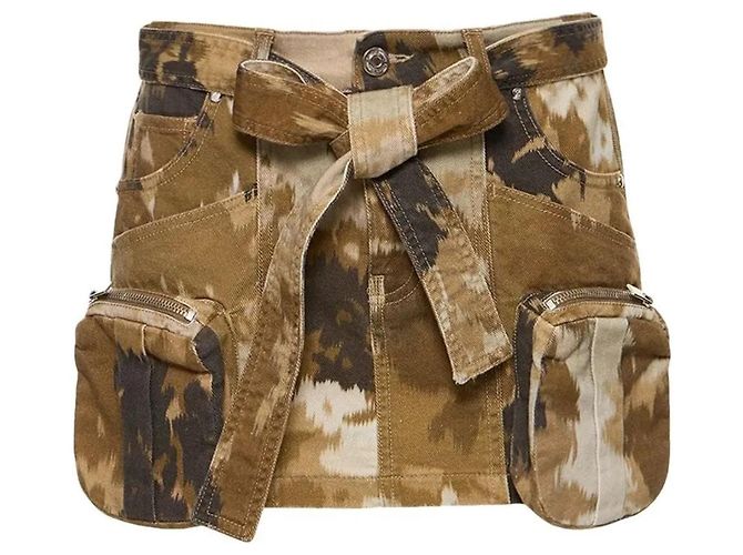 Falda mini cargo de camuflaje Blumarine con cinturón marrón beige Castaño